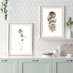 Image of a feather watercolor painting by Shayna Larsen, originals & prints available