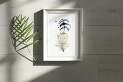 Image of a feather watercolor painting by Shayna Larsen, originals & prints available