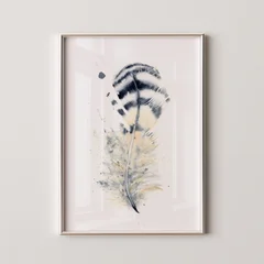 Image of a feather watercolor painting by Shayna Larsen, originals & prints available