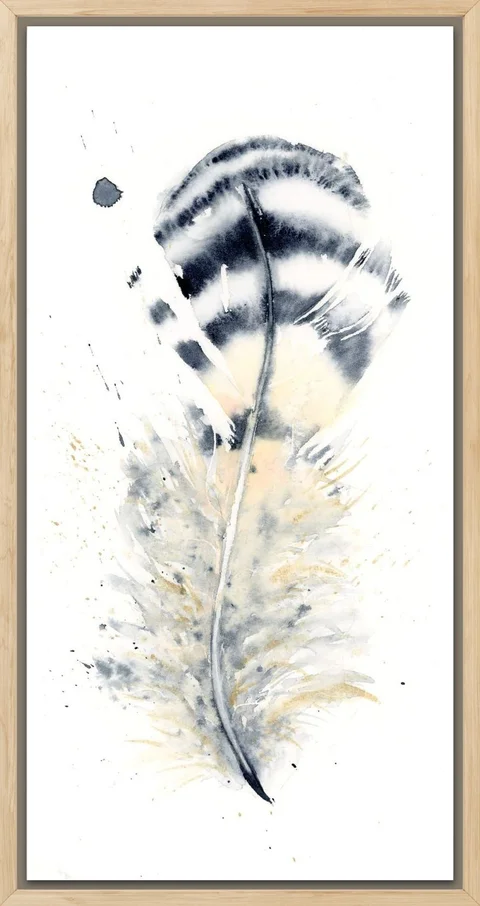 Image of a feather watercolor painting by Shayna Larsen, originals & prints available