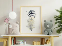 Image of a feather watercolor painting by Shayna Larsen, originals & prints available