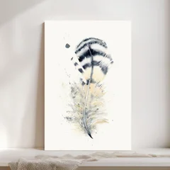 Image of a feather watercolor painting by Shayna Larsen, originals & prints available