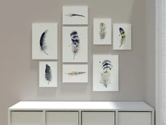 Image of a feather watercolor painting by Shayna Larsen, originals & prints available