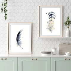 Image of a feather watercolor painting by Shayna Larsen, originals & prints available