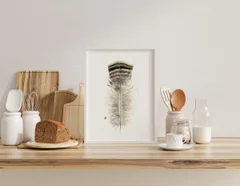 Image of a feather watercolor painting by Shayna Larsen, originals & prints available