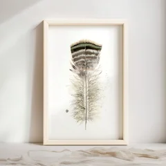 Image of a feather watercolor painting by Shayna Larsen, originals & prints available