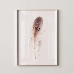 Image of a feather watercolor painting by Shayna Larsen, originals & prints available