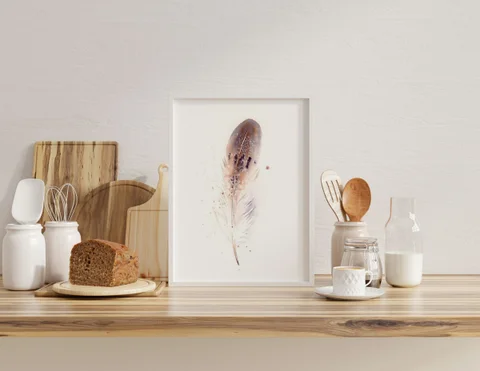 Image of a feather watercolor painting by Shayna Larsen, originals & prints available