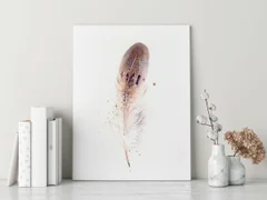 Image of a feather watercolor painting by Shayna Larsen, originals & prints available