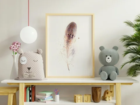 Image of a feather watercolor painting by Shayna Larsen, originals & prints available