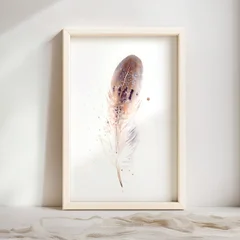 Image of a feather watercolor painting by Shayna Larsen, originals & prints available