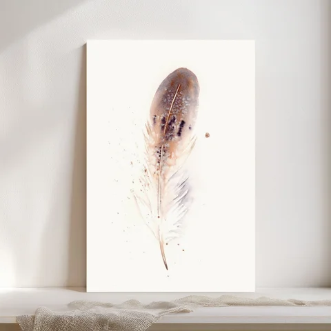 Image of a feather watercolor painting by Shayna Larsen, originals & prints available