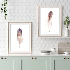 Image of a feather watercolor painting by Shayna Larsen, originals & prints available