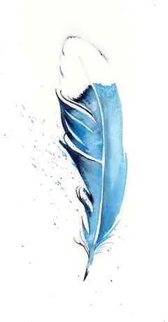 Image of a feather watercolor painting by Shayna Larsen, originals & prints available