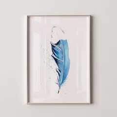 Image of a feather watercolor painting by Shayna Larsen, originals & prints available