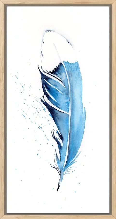 Image of a feather watercolor painting by Shayna Larsen, originals & prints available