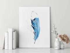 Image of a feather watercolor painting by Shayna Larsen, originals & prints available