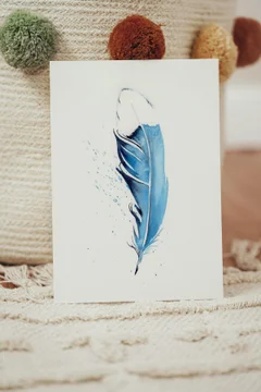 Image of a feather watercolor painting by Shayna Larsen, originals & prints available