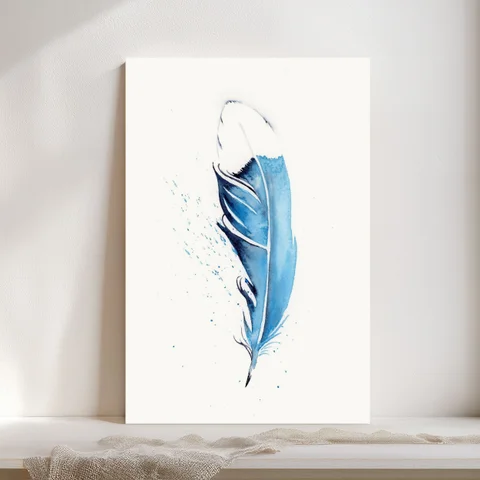 Image of a feather watercolor painting by Shayna Larsen, originals & prints available