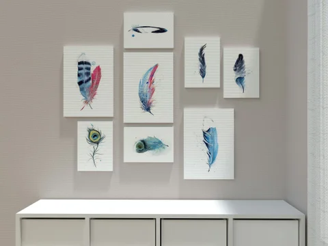 Image of a feather watercolor painting by Shayna Larsen, originals & prints available
