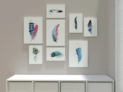 Image of a feather watercolor painting by Shayna Larsen, originals & prints available