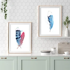 Image of a feather watercolor painting by Shayna Larsen, originals & prints available