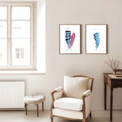 Image of a feather watercolor painting by Shayna Larsen, originals & prints available