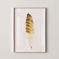 Image of a feather watercolor painting by Shayna Larsen, originals & prints available