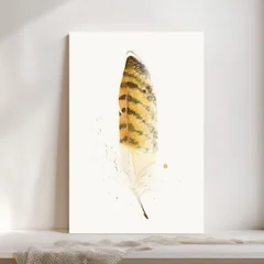 Image of a feather watercolor painting by Shayna Larsen, originals & prints available