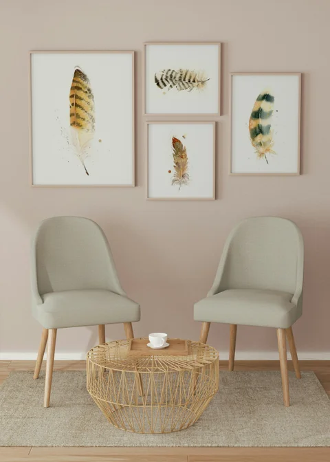 Image of a feather watercolor painting by Shayna Larsen, originals & prints available