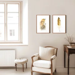 Image of a feather watercolor painting by Shayna Larsen, originals & prints available