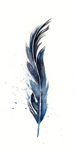 Image of a feather watercolor painting by Shayna Larsen, originals & prints available