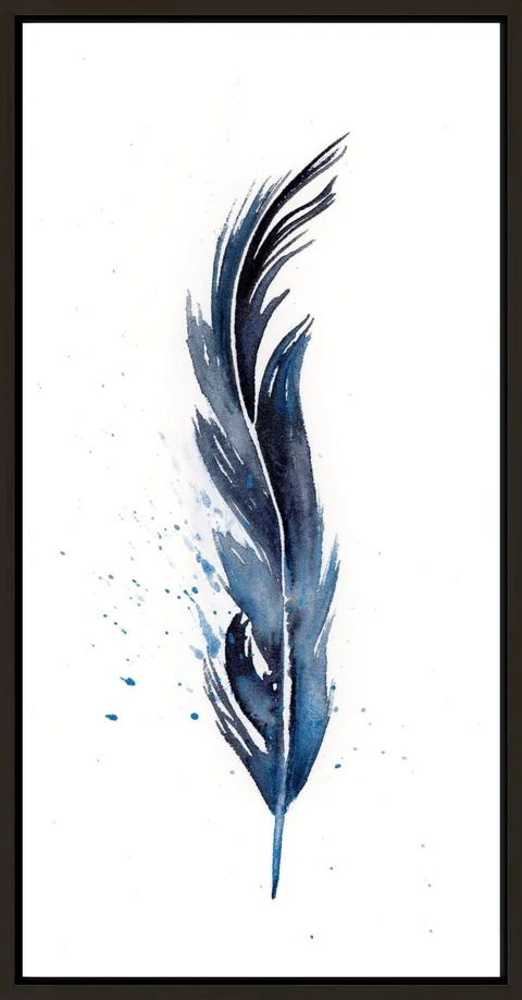 Image of a feather watercolor painting by Shayna Larsen, originals & prints available