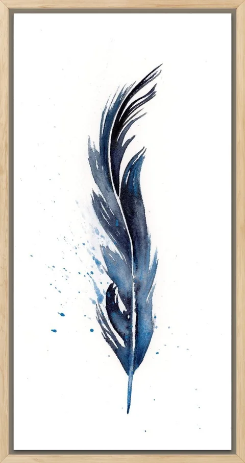 Image of a feather watercolor painting by Shayna Larsen, originals & prints available