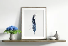 Image of a feather watercolor painting by Shayna Larsen, originals & prints available