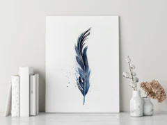 Image of a feather watercolor painting by Shayna Larsen, originals & prints available