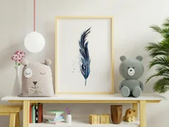 Image of a feather watercolor painting by Shayna Larsen, originals & prints available