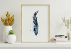 Image of a feather watercolor painting by Shayna Larsen, originals & prints available