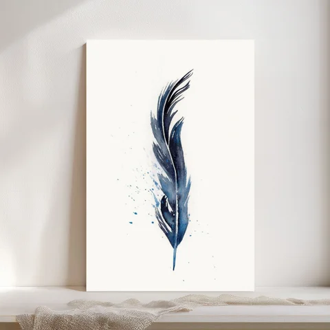 Image of a feather watercolor painting by Shayna Larsen, originals & prints available