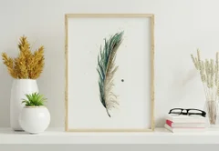Image of a feather watercolor painting by Shayna Larsen, originals & prints available