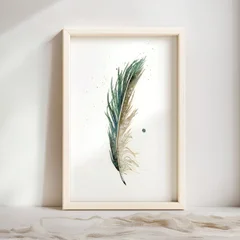 Image of a feather watercolor painting by Shayna Larsen, originals & prints available