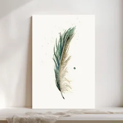 Image of a feather watercolor painting by Shayna Larsen, originals & prints available