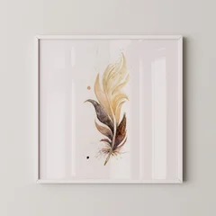 Image of a feather watercolor painting by Shayna Larsen, originals & prints available