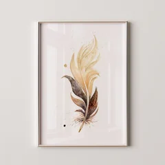 Image of a feather watercolor painting by Shayna Larsen, originals & prints available