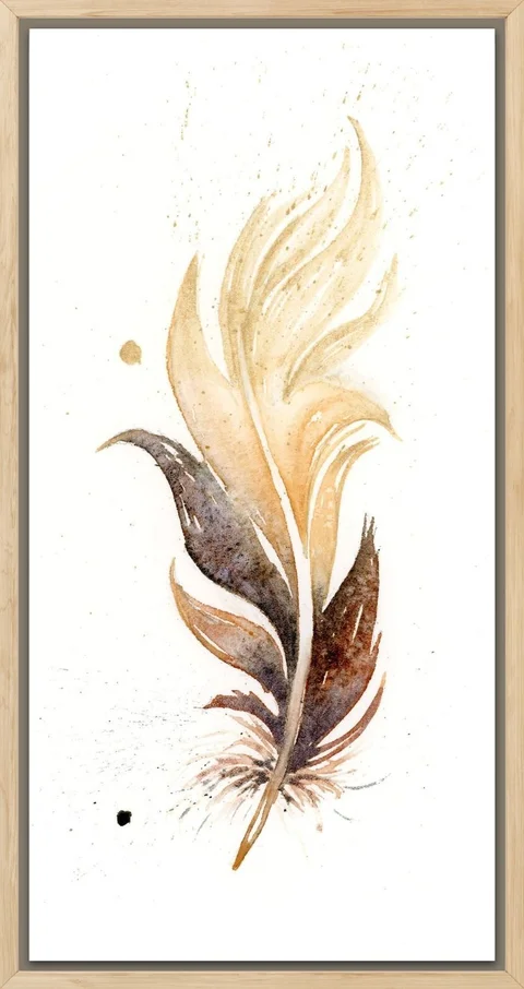 Image of a feather watercolor painting by Shayna Larsen, originals & prints available