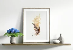 Image of a feather watercolor painting by Shayna Larsen, originals & prints available