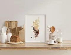 Image of a feather watercolor painting by Shayna Larsen, originals & prints available