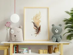 Image of a feather watercolor painting by Shayna Larsen, originals & prints available