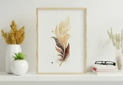 Image of a feather watercolor painting by Shayna Larsen, originals & prints available