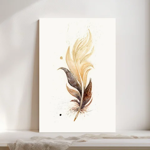 Image of a feather watercolor painting by Shayna Larsen, originals & prints available